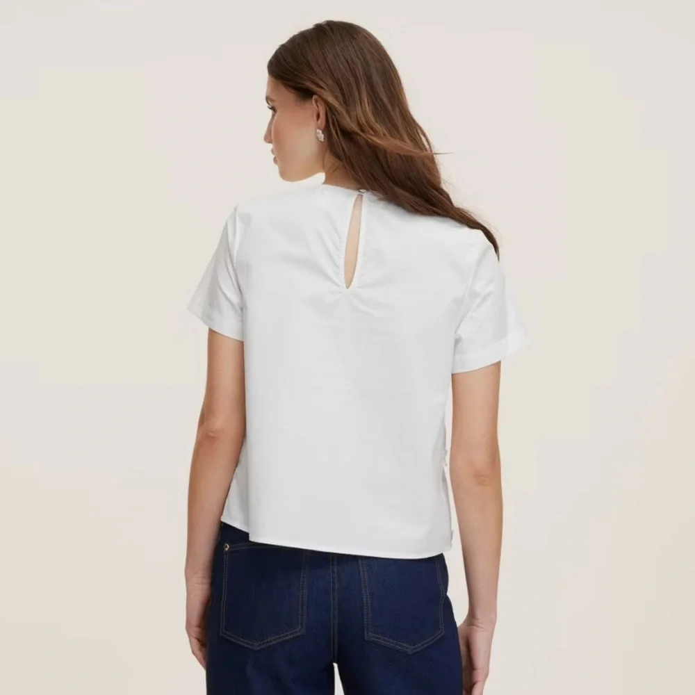 M - Kate spade x target White Ruffle ribbon short sleeve Top - Picture 2 of 5